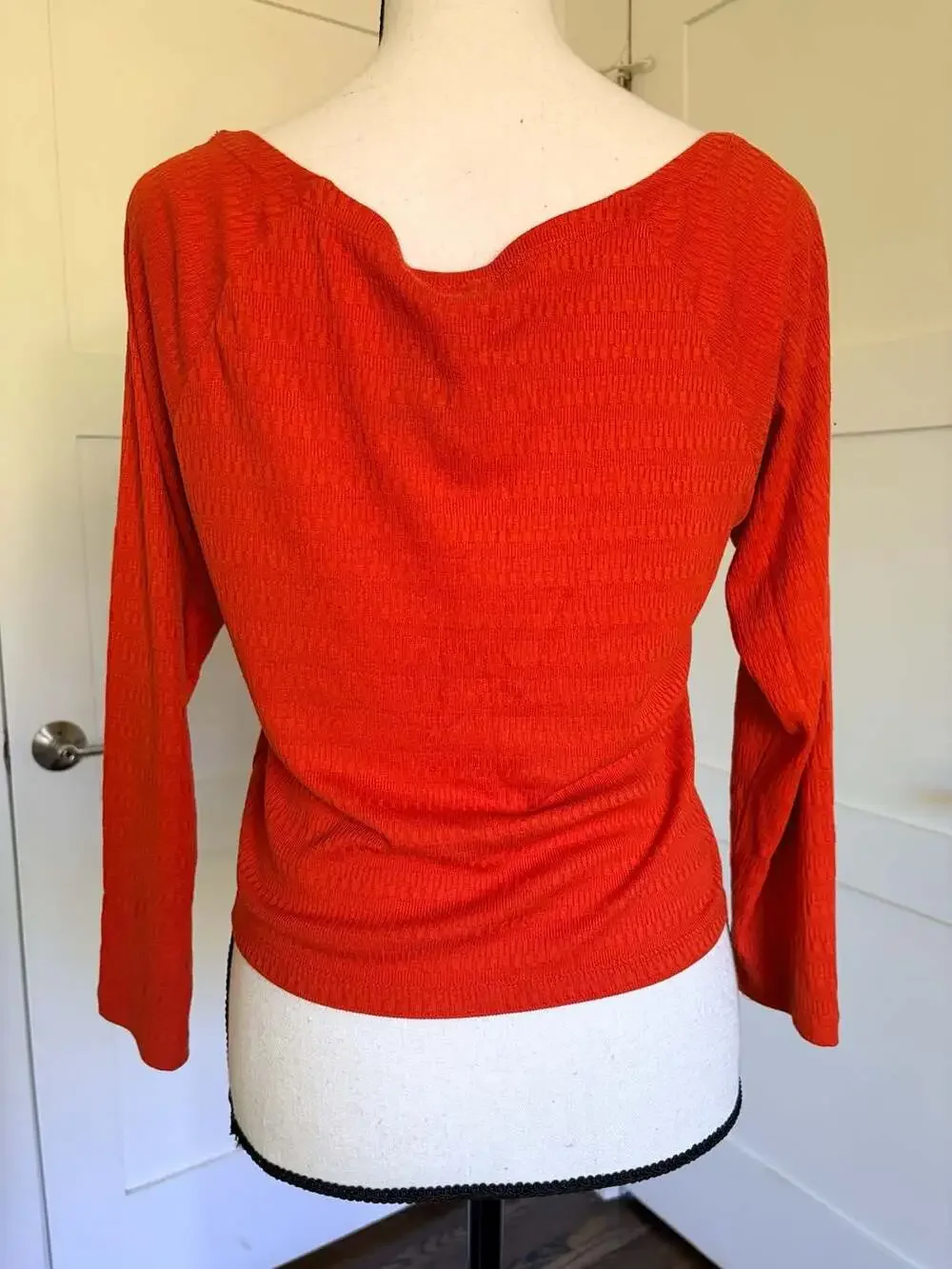 Anthropologie Ruched Front Long Sleeve Crop Top Orange Ladies Size L
